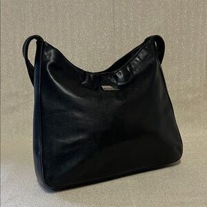Perlina Shoulder Bag, Black Leather